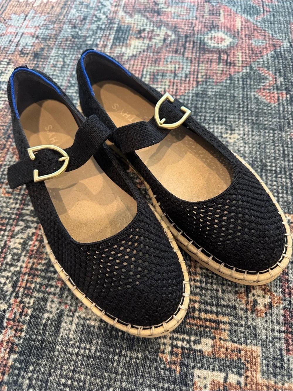 Rothy’s Espadrille Mary Jane Black Size 8 Flat Sustainable Spring Summer - Picture 3 of 4